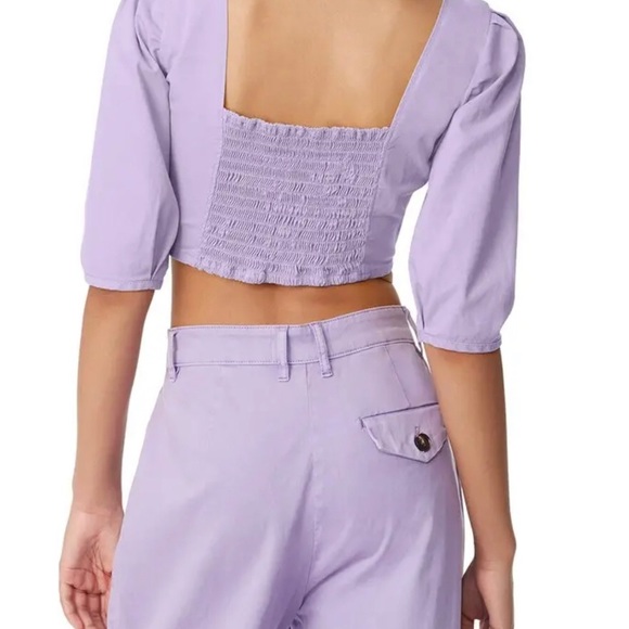 CIRCUS NY
Puff Sleeve Denim Crop Top - colour: Fairy Wren - Picture 2 of 3